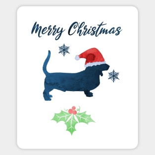 Christmas Dog Art - Basset Hound Sticker